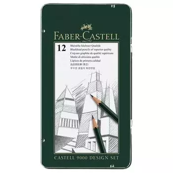Карандаши чернографитные "Castell-9000", 12шт: 6H-2B