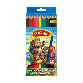 Набор цветн.каранд Creativiki 12 цв. шестигранные пластиковые