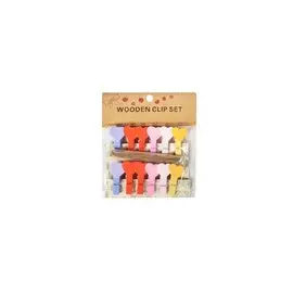 Набор декоративных дерев. прищепок "Сердечки" 4цвета, 12шт, h=4см(11061500)