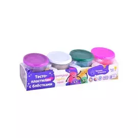 Набор для детской лепки "Тесто-пластилин 4 цвета. С блестками"