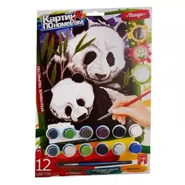 Набор для творчества. Картина по номерам средняя "Панды"