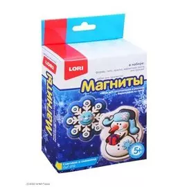 Набор для творчества LORI. Магниты из гипса "Снеговик и снежинка"