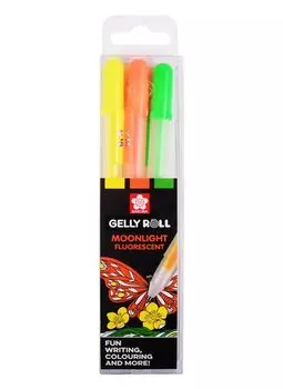 Набор гелевых ручек Moonlight "Счастье" 3шт. (желтый, оранжевый, зеленый), Sakura