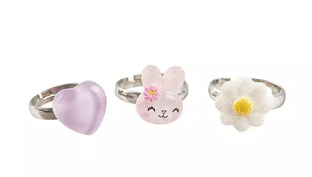 Набор колечек Yoi, "Зайчик, ромашка, сердечко", 15 мм, 3 штуки