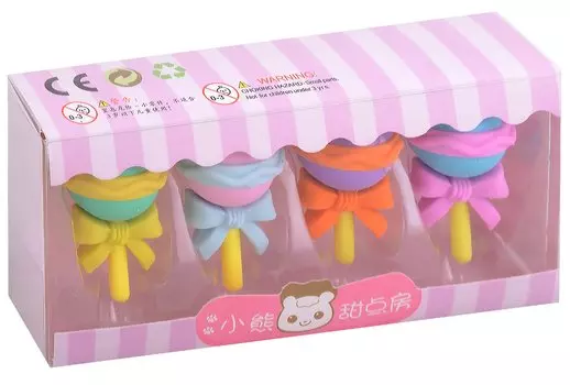 Набор ластики пазлы (4шт) "Чупа-чупс", ассорти, ПВХ бокс