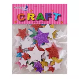 Наклейки EVA Звездочки глиттер, микс размеров и цветов, 8 гр