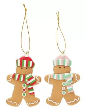 Набор новогодних подвесных украшений Пряничные человечки (2шт) (пластик) (ПВХ бокс) (7х10) (12-07253CR-6)
