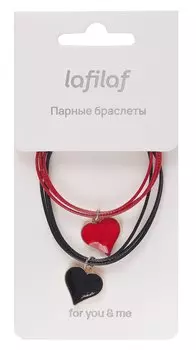Набор парных браслетов с подвеской Сердца (текстиль, металл) (12-04407-B65), Lafilaf