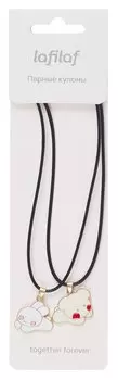Набор парных кулонов Kawaii Мишка и Кролик (текстиль, металл) (12-04407-B72), Lafilaf