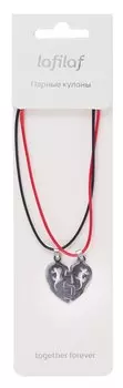 Набор парных кулонов Половинки сердца (текстиль, металл) (12-04407-B69), Lafilaf