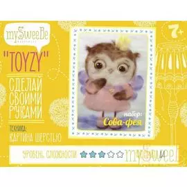 Набор TOYZY "Сова-фея" - картина из шерсти, формат А4