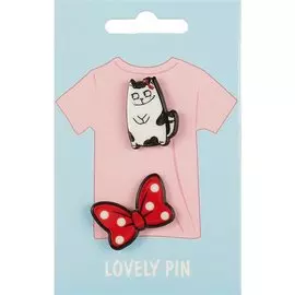 Набор значков «Котик с бантиком», 2 штуки