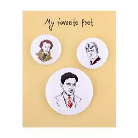 Набор значков My favorite Poet Поэты (металл) (2 шт 25мм, 1 шт 38мм)