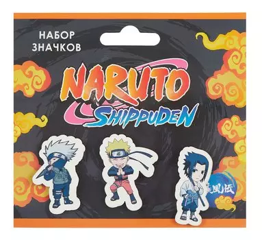 Набор значков Naruto Чибики Шиппуден Саске (дерево) (3 шт)
