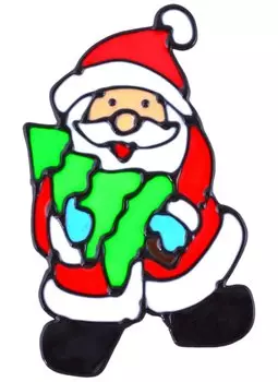 Наклейка новогодняя Дед Мороз и елка (14х9)