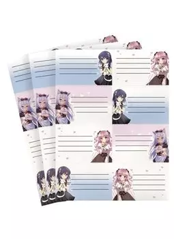 Наклейки для тетрадей 24шт "Аниме. Девушки (цветные)"