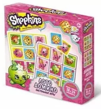 Настольная игра, Оригами, Shopkins 2в1 Лото, Домино 02811