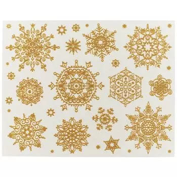 Новогоднее оконное украшение «Снежинки золотые объемные-2», 30 х 38 см