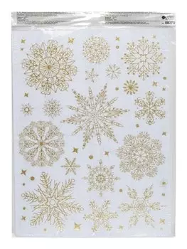 Новогоднее оконное украшение Золотые узоры (40х30)