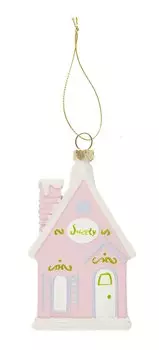Новогоднее подвесное украшение Домик розовый (пластик) (ПВХ бокс) (11см) (12-09305-N3)