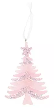Новогоднее подвесное украшение Елочка розовая (пластик) (ПВХ бокс) (10х14) (12-09229-2-N17)