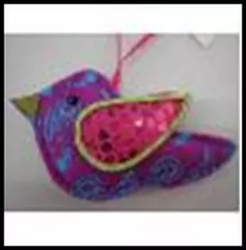 Новогоднее подвесное украшение из ткани-25331 (полиэстер) "Птичка" 12 см