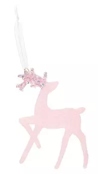 Новогоднее подвесное украшение Олень розовый (пластик) (ПВХ бокс) (5х15) (12-09229-2-N16)