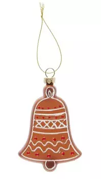 Новогоднее подвесное украшение Пряничный Колокольчик (пластик) (ПВХ бокс) (9см) (12-09305-N12)