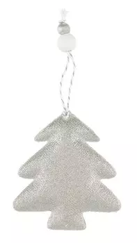 Новогоднее подвесное украшение Серебряная елка (ПВХ) (11x8)