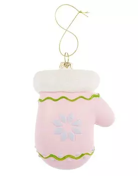 Новогоднее подвесное украшение Варежка розовая (пластик) (ПВХ бокс) (9см) (12-09305-N2)