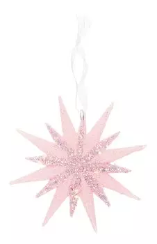 Новогоднее подвесное украшение Звезда розовая (пластик) (ПВХ бокс) (12х12) (12-09229-2-N15)