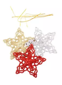 Новогодняя подвеска Звезда (3 шт) (полипропилен) (10х10)