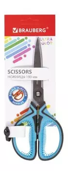 Ножницы 190мм "ULTRA COLOR" ассорти, резин.ребр.вставки, BRAUBERG
