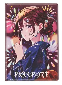 Обложка для паспорта Аниме Девушка на фестивале (ОП2023-404)