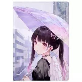 Обложка для паспорта Аниме Девушка с крыльями под зонтиком (Сёдзё) (цветная) (ПВХ бокс)