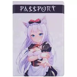 Обложка для паспорта Аниме Девушка с ушками (Сёдзё) (цветная) (ПВХ бокс) (ОП2022-331)