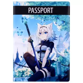Обложка для паспорта Аниме Девушка-волшебница с бабочками (Сёдзё) (цветная) (ПВХ бокс)