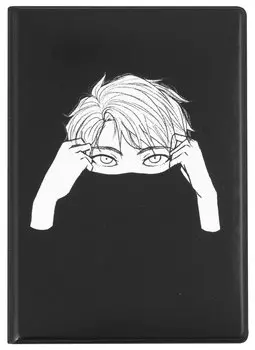 Обложка для паспорта Аниме Синтонимы Персонаж с воротником (ч/б) (Медина Мирай) (ПВХ бокс) (ОП2022-382)