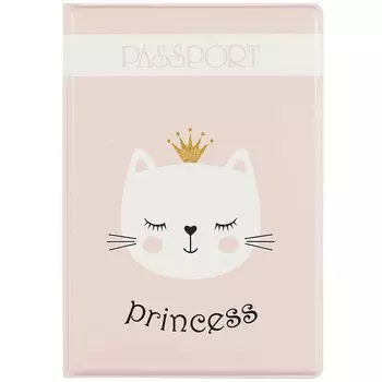 Обложка для паспорта Princess (кошечка в короне) (ПВХ бокс) (ОП2020-246)