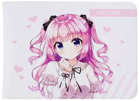 Обложка для студенческого Аниме Девушка с бантиком (Сёдзё) (цветная)