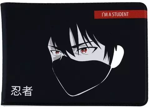 Обложка для студенческого Аниме Парень в маске (Сэйнен) ч/б