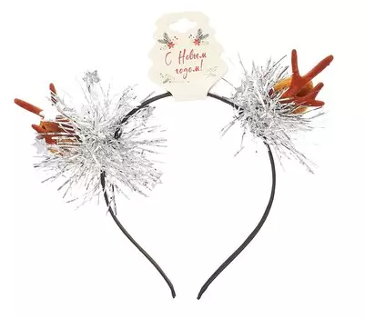 Ободок новогодний Рожки с мишурой (текстиль) (12-06141-P13)