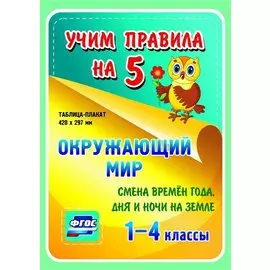 Окружающий мир. Смена времен года, дня и ночи на Земле. 1-4 классы. Таблица-плакат
