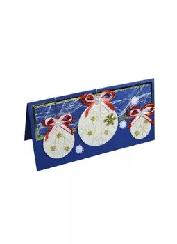 Открытки ручной работы дизайн №09 Новогодний "Белые шары" 00008736 (Нот)