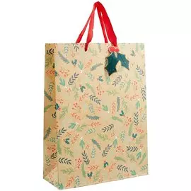 Пакет А3 42*32*11,5 "Poinsettia" Новый год, бум.мат.ламинат