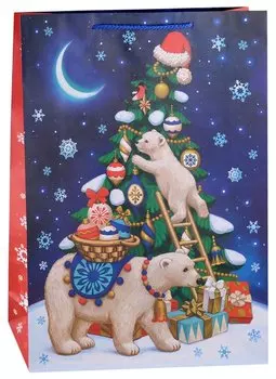 Пакет А3 45,7*33*10 "Мишки!" Новый год, бум.мат.лам.