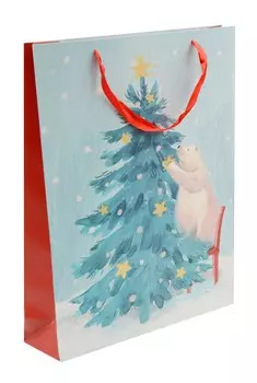 Пакет А3 46*33*10 "Белый мишка" НГ, бум.мат.ламинат