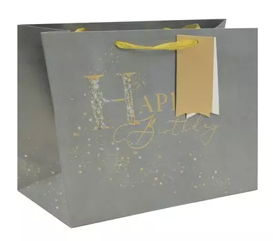 Пакет А4 26*31*12 "Happy Birthday.Gray" нейтр., бум.мат.ламинат