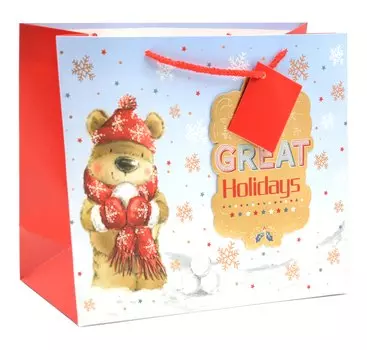 Пакет А4 26*31*12 "Have a great holidays" НГ, бум.мат.ламинат