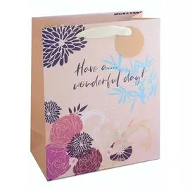 Пакет А4 26*32*12,5 "Flowers" жен., бум., тиснение, тег